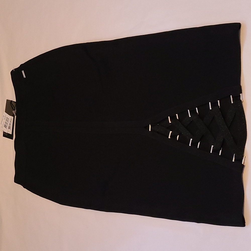 Marciano Black Pencil Skirt with Lace-Up Back Detail